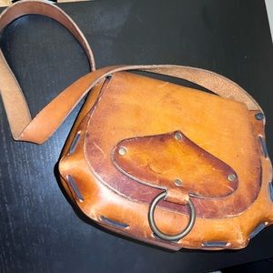 1970’s Brown Leather Saddle Bag Purse